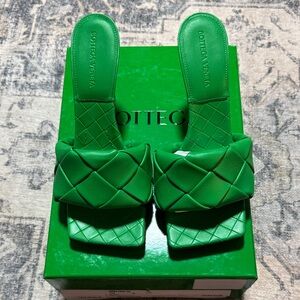 Bottega Veneta Emerald Quilted Slides